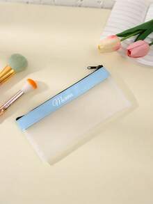1pc Personalized Dual-Layer Pencil Case, Customized Large Capacity Pencil Box, Personalized Pencil Bag, Cute Pencil Pouch, Teacher's Day Gift, Teacher Gift, Simple Stationery Pencil Box, School Supplies, Back To School - Transparent Frosted Pencil Case - View 8