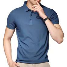 Men's Polo Shirt In Comfortable Cool Silk - 橄欖綠 - 查看 3