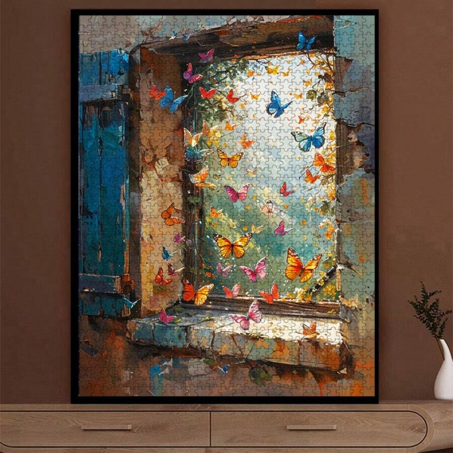 1000/500/300片成人拼图，海滨风景与花卉，改善情绪和记忆力，增强思维和动手能力，适合游戏之夜，具有挑战性的拼图 - 彩色 - 查看 1