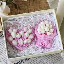 قالب شمع سيليكون بشكل زهرة قلب، قالب صنع يدوي من الجبس لحجر العطر والصابون بشكل زهرة التوليب، قابل لإعادة الاستخدام لباقة الشموع والصابون وأعمال الراتنج والحجر العطري، مناسب لعيد الحب وعيد الأم والأعياد الميلاد والزفاف، مستلزمات حرفية DIY - أبيض - مشاهدة 6