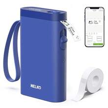 Máquina etiquetadora con cinta, Impresora de etiquetas Bluetooth P21, Etiquetadoras inalámbricas mini con múltiples plantillas para escuelas, oficina y hogar, Azul - Azul - Ver 2