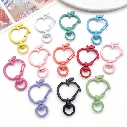 5pcs Colorful Apple Shaped Keychain Clasp Cute Apple Swivel Clasps Key Rings DIY Accessories For Bag Key Chains Connector Jewelry Making