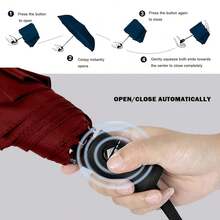Windproof Travel Compact Umbrella-Automatic Umbrellas For Rain-Compact Folding Umbrella, Travel Umbrella Compact, Small Portable Windproof Umbrellas For Men Women Teenage. (Wine Red),42Inch-1Pack,FWineredss - 酒紅色 - 查看 6