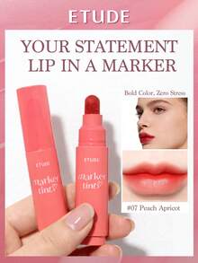 ETUDE Love Mark哑光唇彩，高品质哑光质地，持久显色，白皙肌肤的魔法工具 - #07 Peach Apricot - 查看 2
