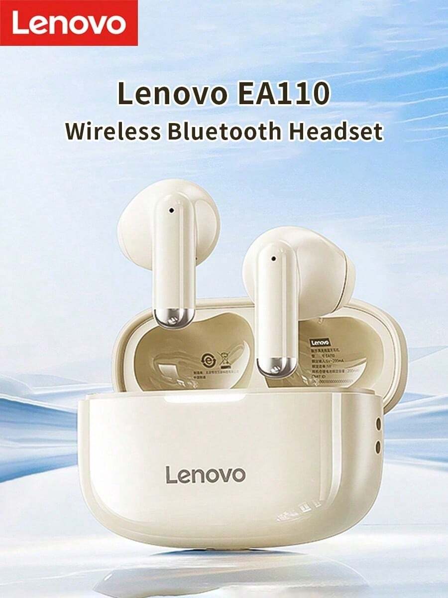 Lenovo EA110 Wireless Bluetooth Earbuds, 5.4 Smart Touch Control Headphones, Super Long Battery Life, Auto Pairing, Lightweight Waterproof Design, Compatible With IOS And Android, Suitable For Sports And Fitness