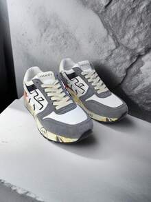 2026新款Premiata原创复古男女情侣鞋，483m运动鞋，运动跑步休闲鞋，校园风，奢华透气，工作鞋，礼盒包装，大码，快速发货 - 灰色 - 查看 1
