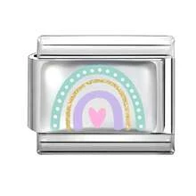 1pc Resin Coated DIY Italian Modular Bracelet, Decorated With Pentagram, Heart, Rainbow, Cactus Elements, Suitable As Party Gift For Friends/Couples, Applicable For Christmas, New Year, Halloween, Valentine's Day, Charming Design, Stainless Steel Jewelry, Local , Practical & Fashionable, Christmas & Halloween Essential, Christmas Style, Christmas Decor, Party Outfit Guide, Christmas Gift Supplies, Christmas Home Decor, Retro Summer