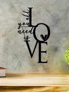 1pc 2D Metal Wall Decor, Love Is Everything Metal Wall Art, Valentine's Day Gift, Couple's Iron Craft, Perfect For Room Decoration