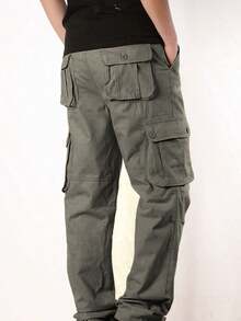 Pantalón de exterior informal y versátil Corte relajado, múltiples bolsillos - Verde militar - Ver 3