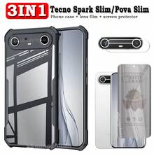3-In-1 Screen Privacy Protector, KM7K Glue Rhinestone, Phone Case, Dual-Layer Jelly Case, Ceramic Film Soft Film, Camera Lens Film For Spark Slim - 4# 3in1 - View 7