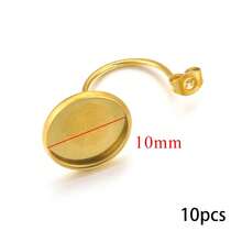 10 Pcs 304 Stainless Steel Blank Tray Earhook U-Shaped Earhook Earplug Welded Disc Jewel Base DIY Empty Tray Jewelry Accessories - Earring Setting - View 17