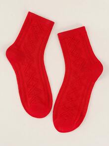 1 pereche, 5 perechi de șosete roșii aleatorii pentru femei, potrivite pentru purtare zilnică/Ziua Îndrăgostiților/Ziua Internațională a Femeii/Ziua Sfântului Patrick - Multicolor - Vizualizare 6