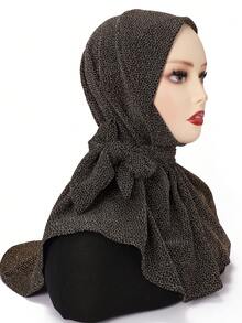 New Arrival Spring/Summer Luxurious Gold Fashionable Women's Convenient Elastic Breathable Shiny Fabric Modest Hijabi Muslim Headscarf + Ties - Multicolor - View 13