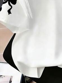 Tween Girls' Numeric Print Round Neck Loose Casual Short Sleeve T-Shirt - White - View 7