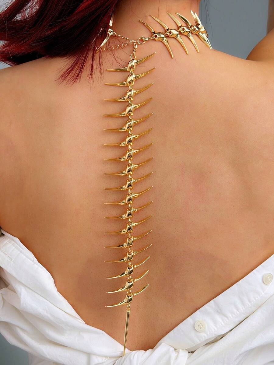 1 chiếc vòng cổ hình xương gai vàng phong cách Punk độc đáo, thích hợp cho các bữa tiệc ngày lễ, đeo hàng ngày và thời trang đường phố. - Nhiều màu - Xem 1