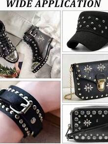 162/242pcs 10mm Round Pyramid Silver, Round & Rhombus 4-Prong Metal Studs, Punk Rock Jewelry Leather Craft Suitable For DIY Leather Rivets, Bags, Clothes, Shoes Metal Square Rivets