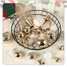 Juego de 78 adornos para árbol de Navidad, adornos de bolas de Navidad inastillables para colgar, para decoración del hogar, fiestas y festividades, color champán y blanco - Champán - Ver 3