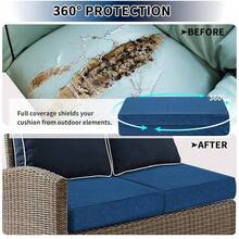 Waterproof Outdoor Cushion Covers Replacement For Patio Furniture Chair Seat Cushion Covers 20x18 Inch For Outdoor Furniture Garden Backyard With Zipper, 2 Pack SLIPCOVERS ONLY, Navy - Navy - 查看 5