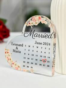 Acrylic Heart-Shaped Plaque Photo Text Customization, Birthday Gift For Friends, Ladies, Mothers And Grandmothers, Desktop Crafts Ornaments. - Heart-shaped Ornament - Calendar Style 01HJ - View 5