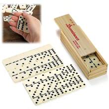 28 Piece Traditional Dominoes Set Double-Six Wooden Box Case Family Game - Camel - View 7