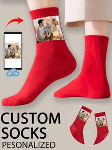 1 Pair Customized Face Socks, Couple Socks, Photo Printed Socks, Personalized Funny Face Socks, Any Face Can Be Printed On Socks, Anniversary Gift, Valentine's Day Gift, Birthday Gift, Wedding Gift, Autumn Socks