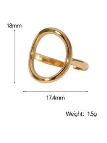 3pcs/Set Fashionable Minimalist Chic Geometric Round Open Ring, Adjustable Gold-Plated Stainless Steel, Suitable For Women Daily, Party, Date Wear - Three Piece Set - View 7
