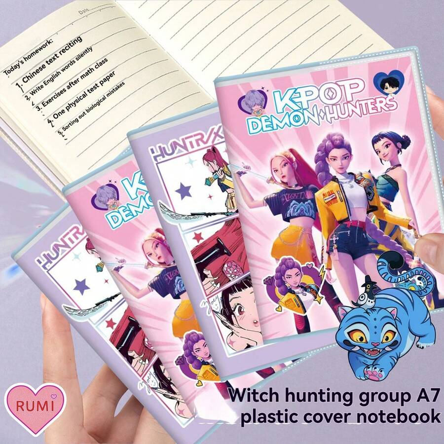 1 pieza Cuaderno con cubierta de goma tamaño A7, Nuevo cuaderno de grupo de chicas, Cuaderno espiral mini Kpop, Cuaderno de estudiante, Cuaderno de contabilidad de bolsillo - Multicolor - Ver 1