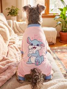 1pc Cute Rabbit Print Pet Puppy Pajamas, Soft Fabric, Easter Special Offer - Pink - View 4