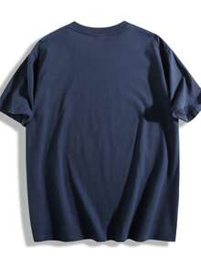 Navy Blue T-Shirt,Unisex Simple Crew Neck Short-Sleeved Top, Love And Peace (Anti-War Symbol), Short-Sleeved Crew Neck Casual Top, Hoping For Peace, Spreading Love, Printed T-Shirt, Retro T-Shirt. - 藏青色 - 查看 2