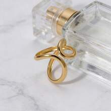 1pc Minimalist Criss-Cross Line Stainless Steel Gold-Plated Adjustable Open Ring, Everyday Wear & Holiday Gift