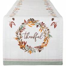 Thankful Autumn Fall Tabletop Decoration, Reversible Table Runner, 14x108, Fall's Bounty - Fall's Bounty + 108" X 14" (Rectangular) - View 2