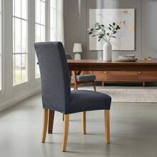 Tendencia6 Fundas Elasticas Protectoras Removibles Sillas Comedor Bazarú Cubresilla Color Negro Diseño de en tela Jaquard pack 6 pzs Maxima sujeciónCalidad premium - Negro - Ver 10