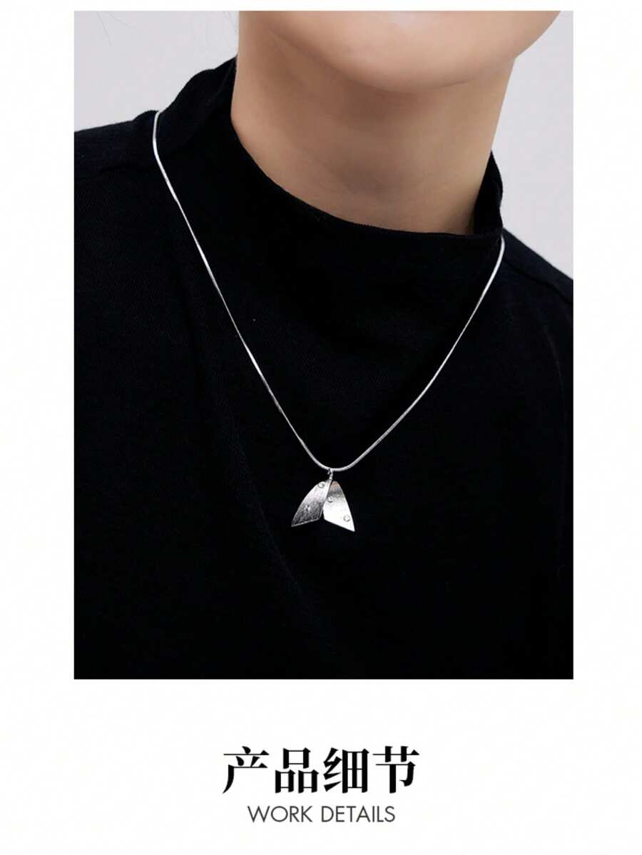 Collar de cadena de suéter de lujo ligero con cola de pez cepillada con un toque de alta gama - Plateado - Ver 1