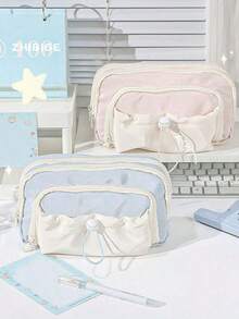 1pc Cute Pencil Case Cartoon Large Capacity Pencil Case Japanese And Korean Student Pencil Case Boys And Girls Pencil Case, Pencil Case, Multi-Function, Simple Pencil, Pencil Case, Makeup Case, Pencil Case, Washing Case, Pencil Case, Pencil Case, Pencil Case, Simple Pencil Case Back To School,Pencil Pouch,School Bag - 彩色 - 查看 3