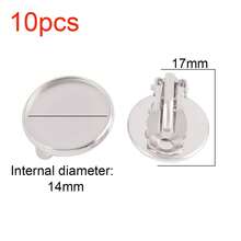 10 piezas de clips de oreja redondos de acero inoxidable, suministros para hacer joyas con ganchos de clip hechos a mano para cabujones y botones de 8-16 mm - Clip de oreja de disco redondo n.° 10 - Ver 16