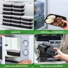 Contenedores de alimentos desechables, Contenedores de alimentos con compartimento grande, Contenedores de plástico herméticos, Contenedores para preparación de comidas, Apto para microondas, congelador y lavavajillas - Estilo 30P 2 - Ver 5