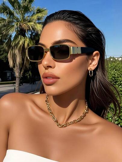 1pc Retro Women's Fashion Fashion Glasses, Versatile For Daily Wear, Parties, Street Style, Summer Essential, Casual, Business, Dating, Y2K Outdoor Photoshoot