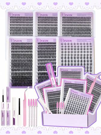 1540pcs, 280pcs, 140pcs, D Curl, C Curl, Lash Clusters Lash Extension Kit DIY Lash Clusters Eyelash Extension Kit, 9-16mm 30D 40D 50D Individual Lashes Kit With Lash Bond And Seal, Lash Tweezers, Remove For Self Use At Home, Eyelashes Individual Kit, Lashes, Lash Cluters (9-16mm, Kit)