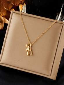 1pc Cute Cartoon Smooth Bear Pendant, Minimalist & Versatile, Suitable For Daily Wear By Girls - Gold - View 1