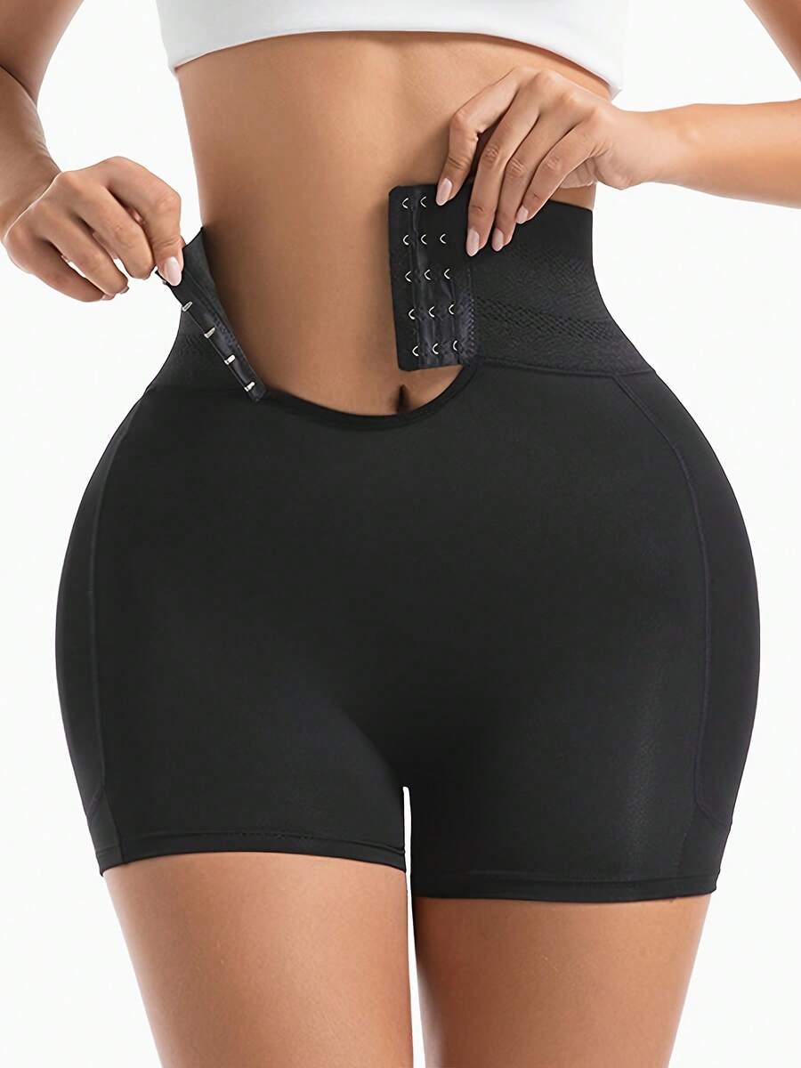 SEXYEYE Women High Waist Butt Lifting Shorts With Removable Padded Shapewear, Sexy Body-Shaping Tights, Slimming Compression Thigh Short Leggings, Waist Trainer - 黑色 - 查看 1