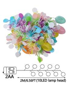 Easter Egg LED Light Wreath, Spring DIY Wicker Wreath Decor, Suitable For Home Party, Easter, Birthday, Gift, Hanging Decor, Fireplace, Wedding - Multicolor - View 13