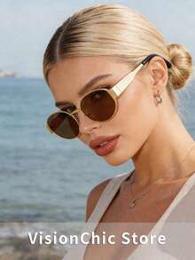 1 套/2 套/3 套/4 套/6 套超轻超大椭圆形镜框眼镜，百搭时尚，适合女性，大镜框显瘦，适合夜店，日常生活搭配和户外旅行配件，夏季必备太阳镜，复古风格椭圆形镜框，适合外出装扮，返校 - 彩色 - 查看 7