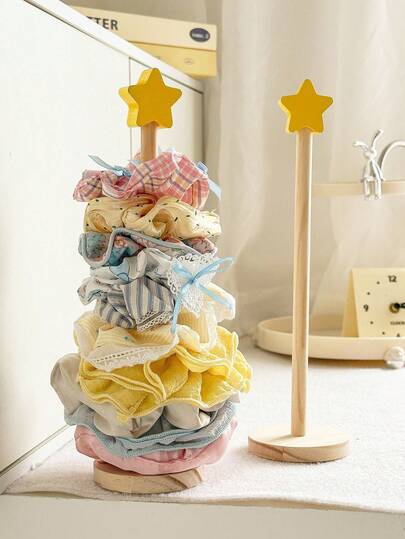 1 pieza Organizador de exhibición de coleteros con forma de estrella, soporte de madera para sujetar coleteros, pinzas de pelo y accesorios para el cabello