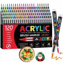 LOVEWE 72/120 Colors Acrylic Paint Markers - Water-Based Self-Inking Brush Tip, No Bleed For Rock Canvas Wood Ceramic Glass, Art Supplies For Adults DIY - 120種顏色 - 查看 11