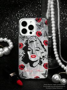 Silver Phone Case With Marilyn X Figure And Floral Print, Compatible With - Silver - View 3