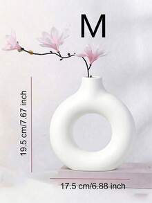 1pc White Plastic Round Vase Decor, Artificial Dried Flower Vase, Artistic Floral Arrangement Vase, Minimalist Living Room & Exhibition Hall Decor, Ramadan Eid Gift, Birthday Graduation Ceremony Home Decoration Glass Vase - Black - View 10