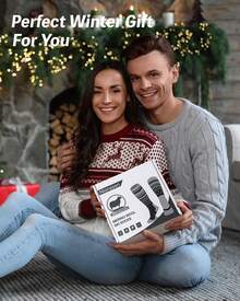 Merino Wool Unisex Ski Socks - Thick Knee High Thermal Snowboarding Socks, Moisture-Wicking Cushioned Winter Socks, Warm Outdoor Skiing Socks With Exquisite Gift Box, Ideal For Men Women Winter Sports, Perfect Christmas Winter Gift - 黑色 - 查看 8