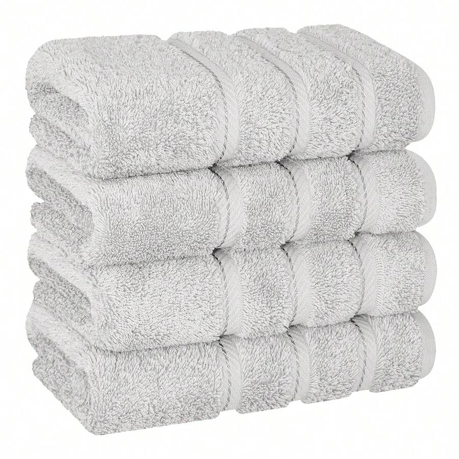 American Soft Linen Luxury Hand Towels For Bathroom, 600 GSM 1OO% Cotton Turkish 4 Piece Hand Towel Set, 600 GSM Hand Face Towels For Kitchen, Silver Grey Hand Towels - 銀灰色 - 查看 1
