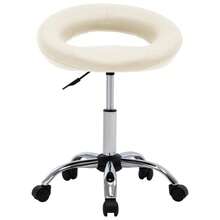 vidaXL Chaise de travail roulante Crème - Beige - Voir 2