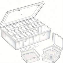 30 piezas de pequeñas cajas de almacenamiento de plástico transparente con estampado de cuadros de 2,17 pulgadas * 2,17 pulgadas - Adecuado para cuentas, hilos de cuentas de diamantes, organización de accesorios, productos de cuidado de uñas, joyería y manualidades - Multicolor - Ver 1